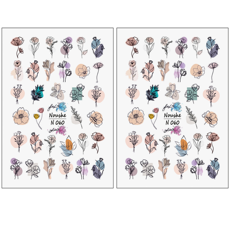 برچسب لنز ناخن مدل گل کد N060 مجموعه 2 عددی