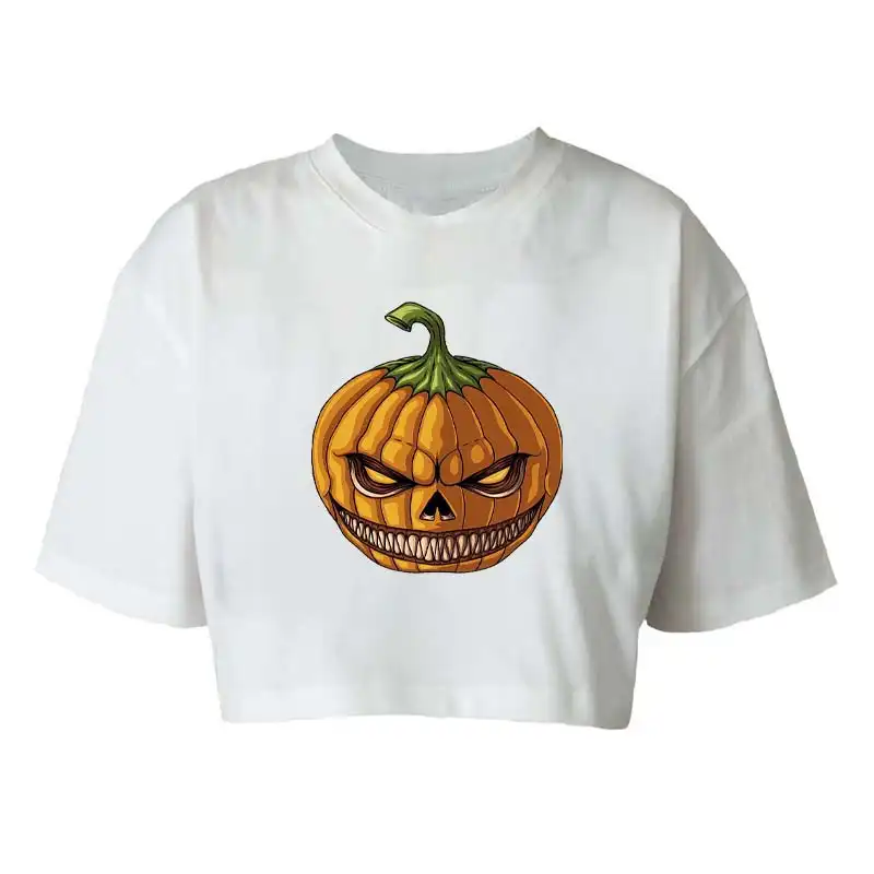 کراپ‌تاپ آستین کوتاه زنانه مدل c292 طرح هالوین