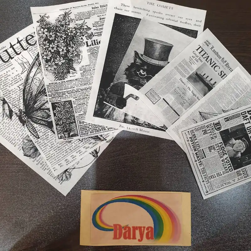 کاغذ رنگی دریا مدل اسکرپ بوک طرح روزنامه کد 01 بسته 8 عددی