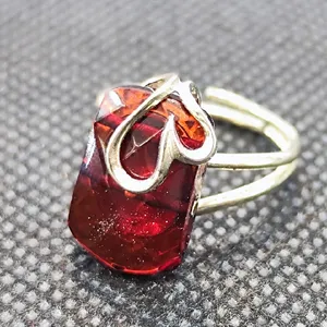 انگشتر نقره زنانه مدل سنگ کهربا لهستانی کد 9550