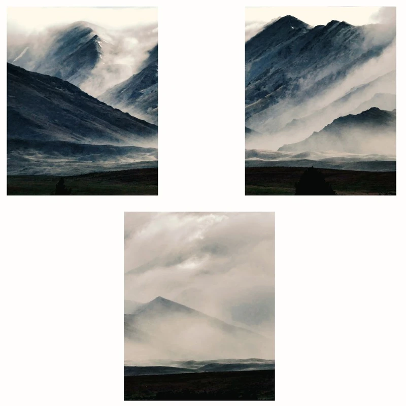 پوستر مدل مسترکوهی در مه -چاپ منظره مجموعه 3 عددی