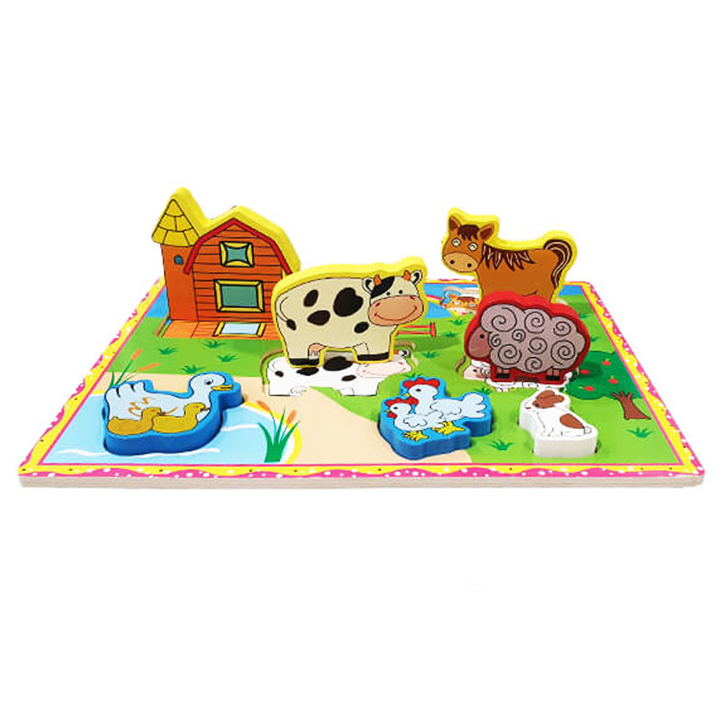 پازل آموزشی مدل یک تکه طرح حیوانات اهلی