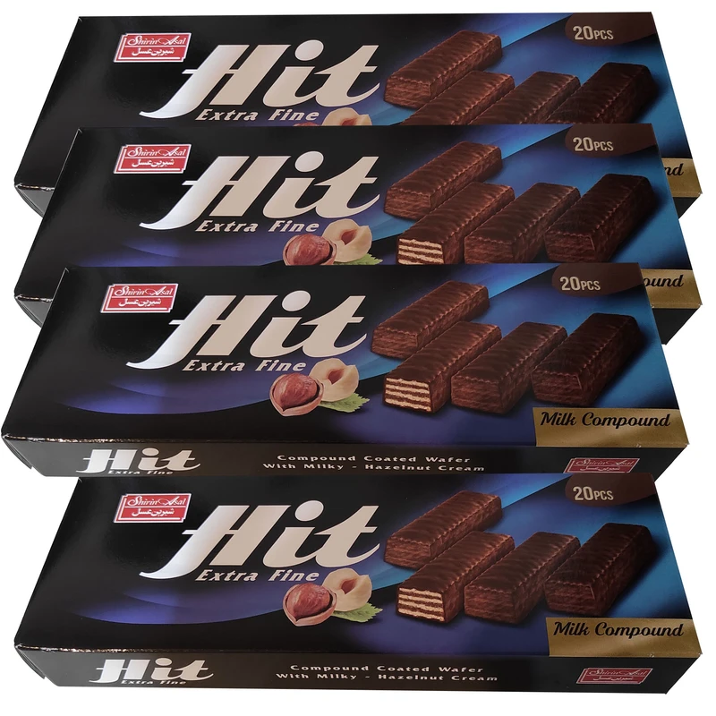 ویفر روکش کاکائو فندقی هیت شیرین عسل - 160 گرم بسته 4 عددی