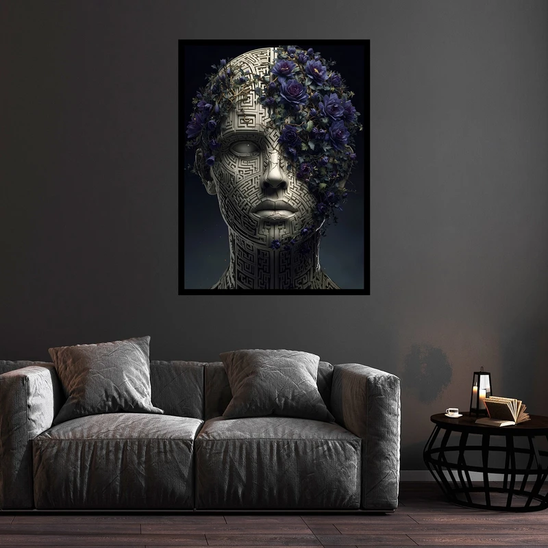 تابلو بکلیت طرح دکوری فانتزی هنری چهره مدلB-bu5737 فریم مشکی