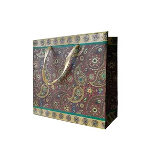 ساک هدیه ترمه مدل اسکوار کد 130 بسته 12 عددی