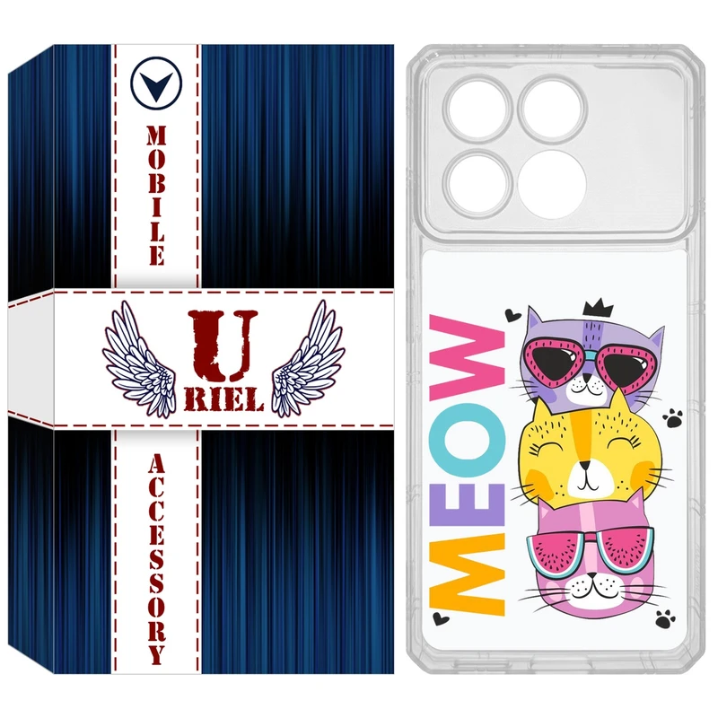 کاور یوریل مدل Clear کد 57 طرح گربه مناسب برای گوشی موبایل شیائومی Poco X6 Pro