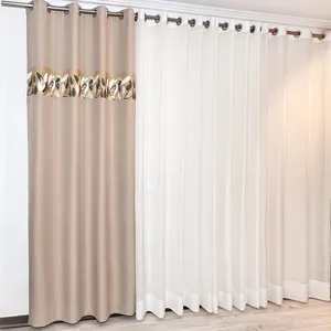 پرده مدل پانچ کتان بوردر سایز 140x280 سانتی متر