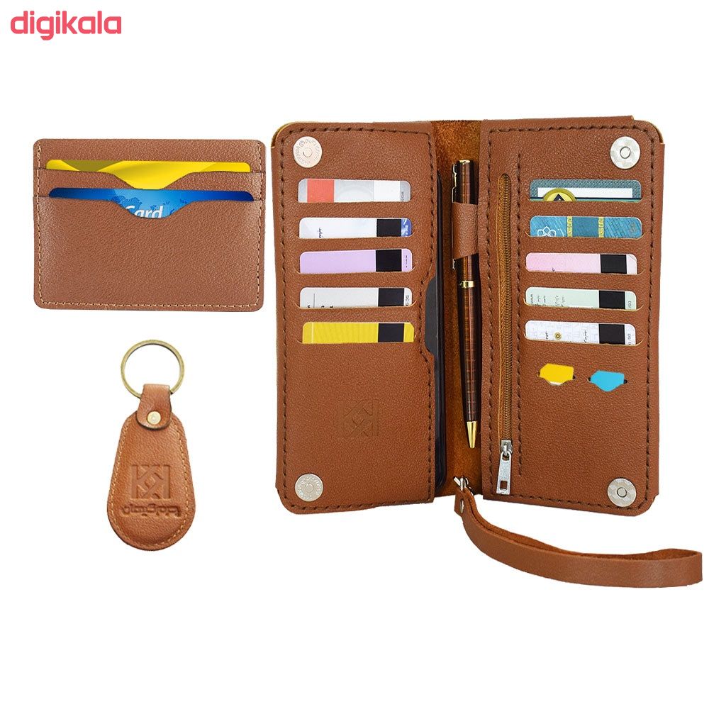 ست کیف پول و جاکلیدی و جاکارتی چرمی کیهان کد K5