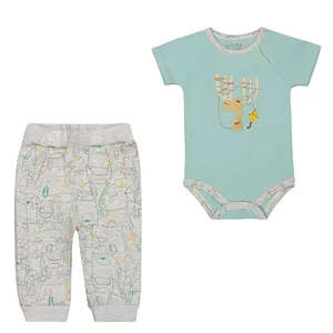 ست بادی آستین کوتاه و شلوار پسرانه نیلی مدل deer s 2022