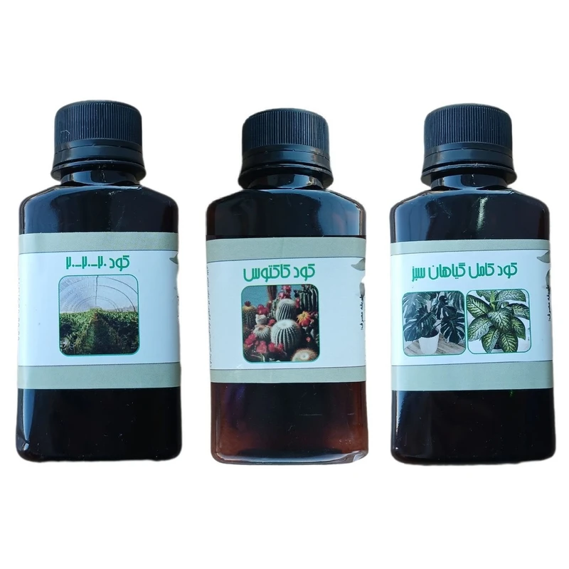 کود مایع کامل سه بیست و کود کامل گیاهان سبز و کود کاکتوس مدل life drop حجم 110 میلی لیتر بسته 3 عددی