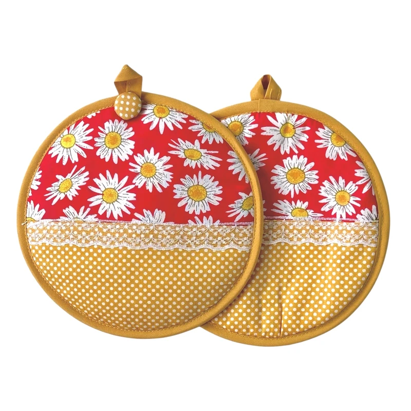 دستگیره آشپزخانه مدل گرد طرح بابونه کد ۱۷ مجموعه دوعددی 