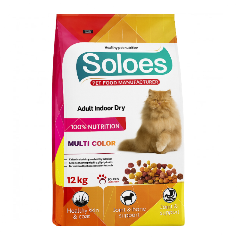 غذا خشک گربه بالغ سولواس مدل مولتی کالر طعم مرغ وزن ۱۲ کیلوگرم