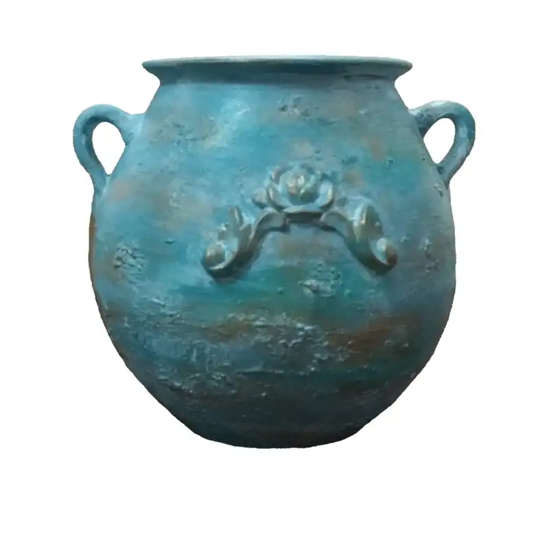 گلدان سفالی مدل پتینه طرح گل دار