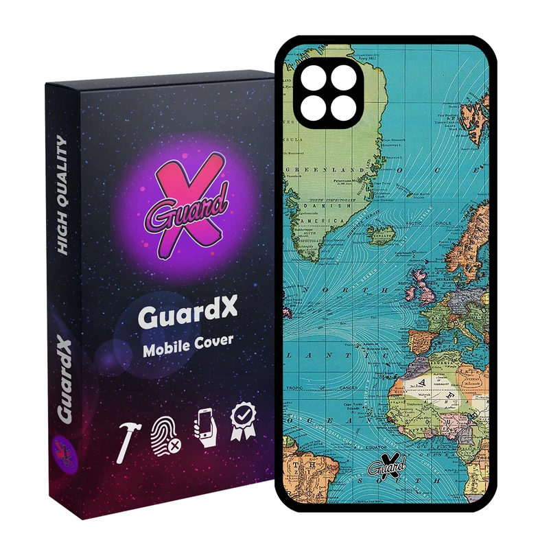 کاور گارد ایکس طرح نقشه مدل Glass10226 مناسب برای گوشی موبایل سامسونگ Galaxy A22 5G