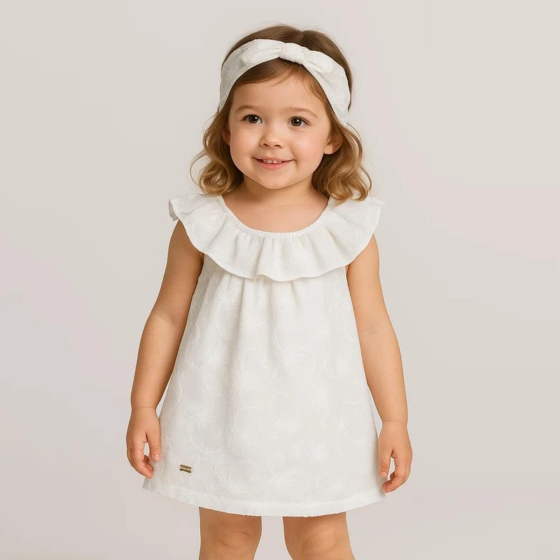 پیراهن بدون آستین یقه گرد دخترانه ایندیگو مدل 131171به همراه هدبند