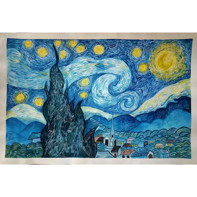 نقاشی طرح شب پرستاره کد 60