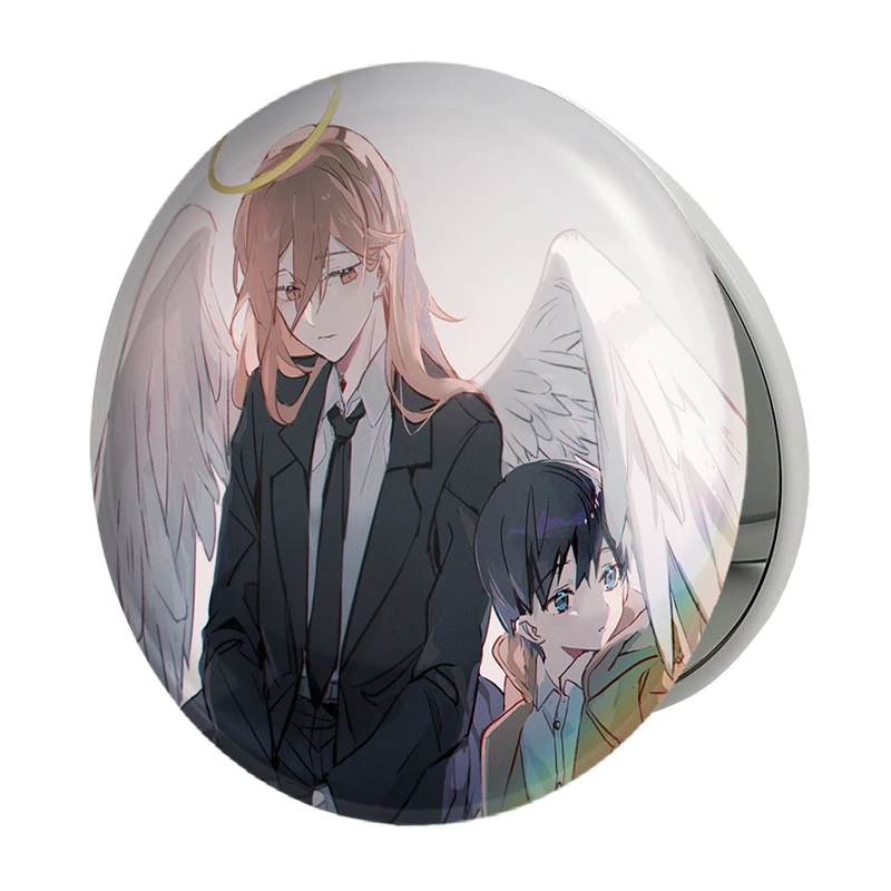 آینه جیبی خندالو طرح اکی و انجل انیمه مرد اره ای Chainsaw Man مدل تاشو کد 23187 