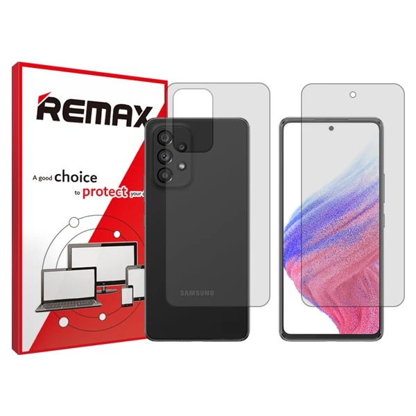 محافظ صفحه نمایش شفاف ریمکس مدل HyGEL مناسب برای گوشی موبایل سامسونگ Galaxy A53 5G  به همراه محافظ پشت گوشی