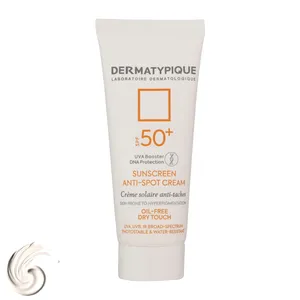 کرم ضدآفتاب بی‌رنگ درماتیپیک SPF50 مدل Anti spot مناسب انواع پوست، حجم 40 میلی‌لیتر