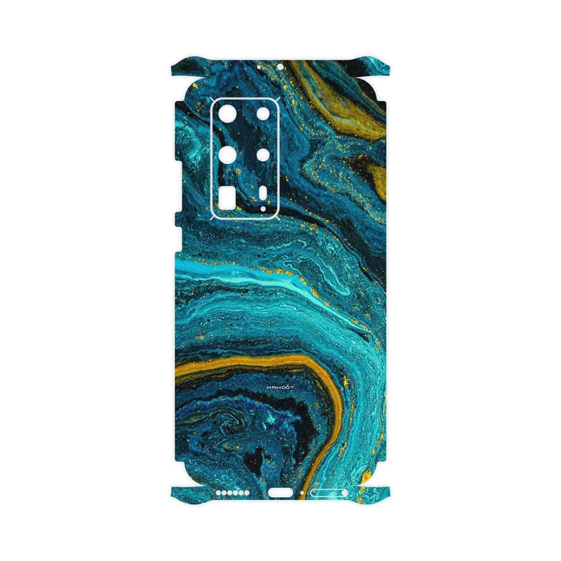 برچسب پوششی ماهوت مدل Turquoise marblewith golden streaks-FullSkin مناسب برای گوشی موبایل هوآوی P40 Pro Plus