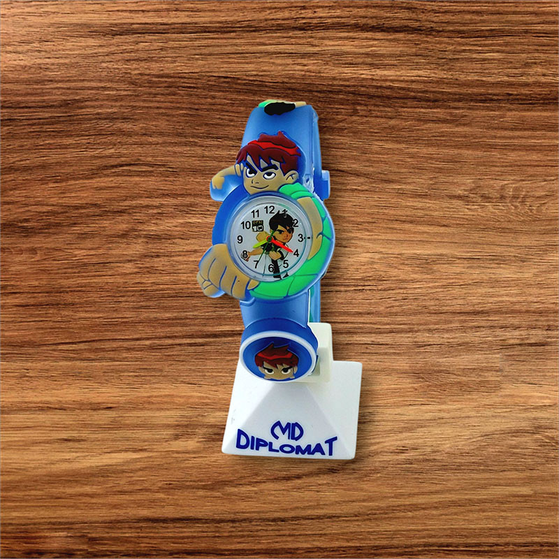 ساعت  مچی عقربه‌ای کوارتز پسرانه مدل چراغدار بند ژله ای طرح بن‌تن کد BE-1