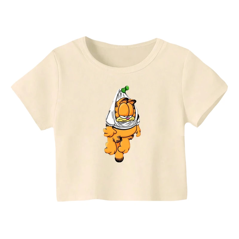 کراپ‌ تی‌شرت آستین کوتاه زنانه مدل گارفیلد کد 1