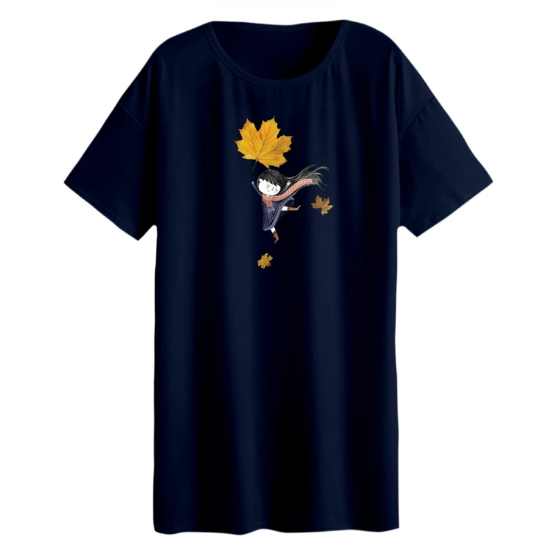 تی شرت لانگ آستین کوتاه زنانه مدل دخترک پاییزی کد 4