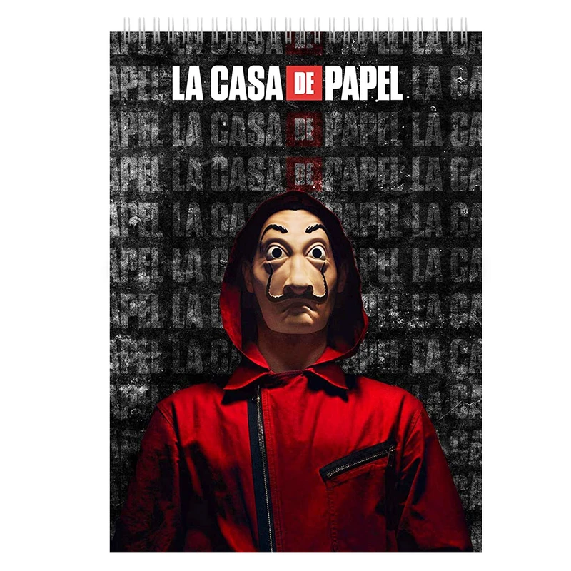 دفتر یادداشت بادکنک آبی طرح سریال خانه کاغذی مدل Money Heist 1