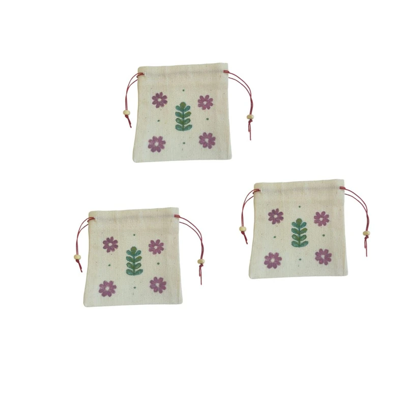 کیسه هدیه مدل نقاشی گل بنفشه بسته 3 عددی