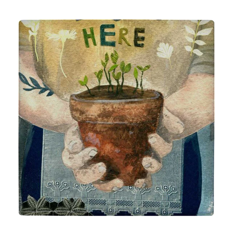  زیر لیوانی طرح نقاشی گلدان گل در دست کد    4073125_2765