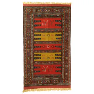  گلیم دستبافت یک ونیم متری مدل تمام بافت خراسان کد 410304