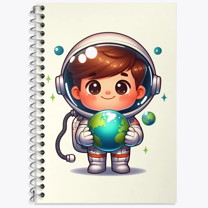 دفتر زبان 50 برگ خندالو مدل دو خط طرح پسر فضانورد کد F7974