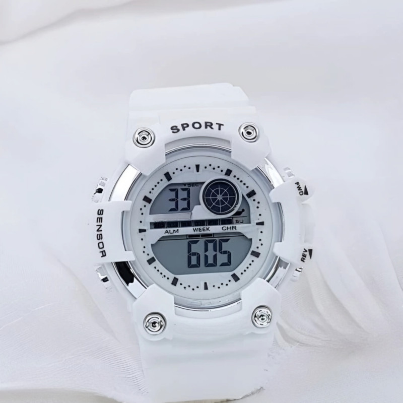 ساعت مچی دیجیتال بچگانه مدل تک زمانه کرنومتردار بند سیلیکونی کد 8