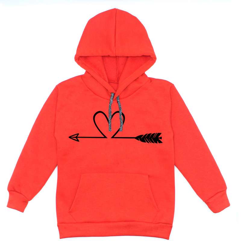 هودی دخترانه مدل تیر و قلب A74 رنگ قرمز