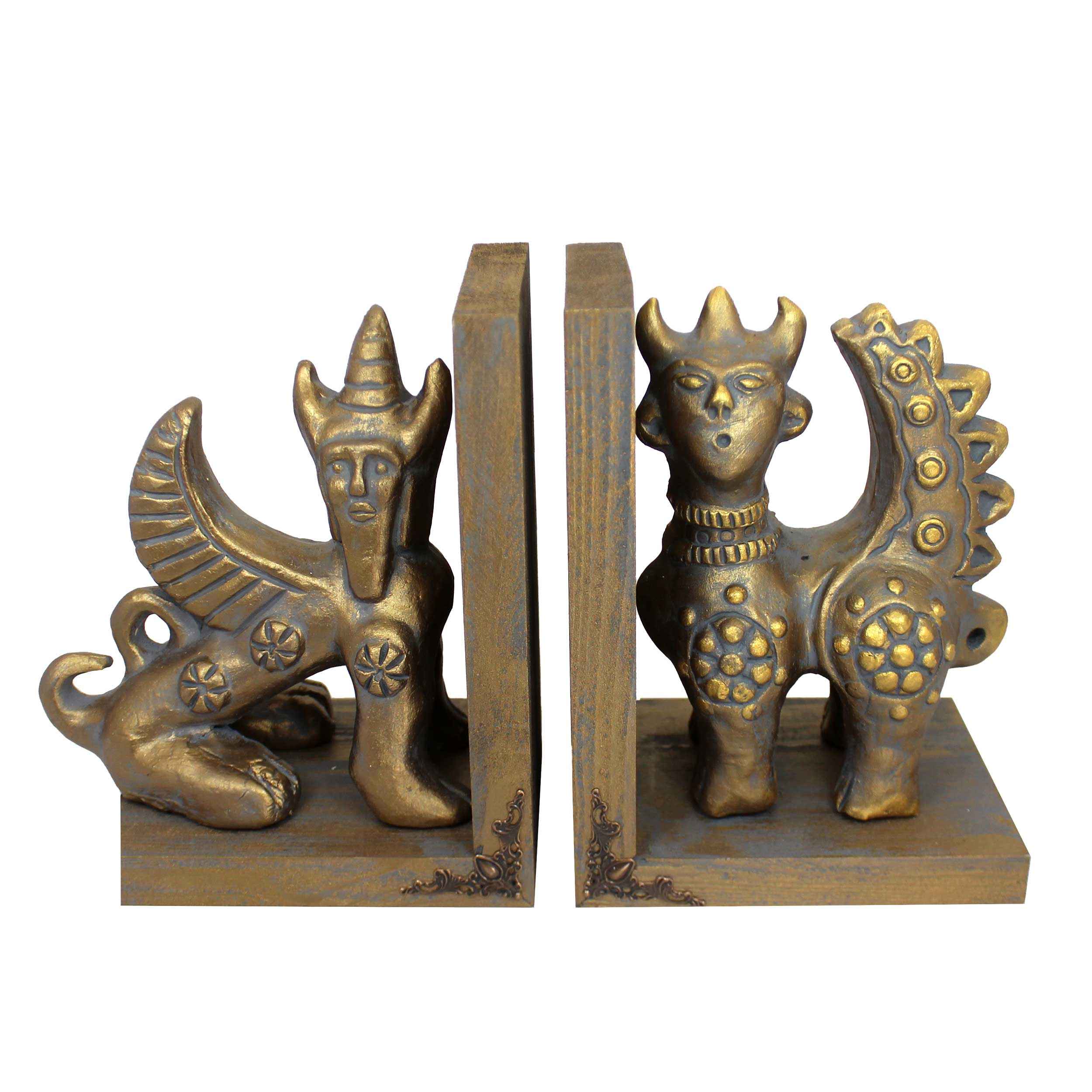 نگهدارنده کتاب دست نگار مدل تندیس حیوانات خیالی مجموعه 2 عددی