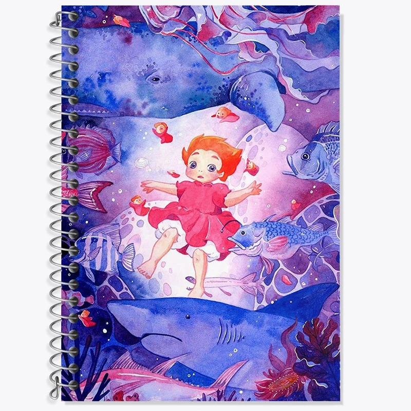 دفتر زبان 50 برگ خندالو مدل دو خط طرح انیمه پونیو Ponyo کد 4894