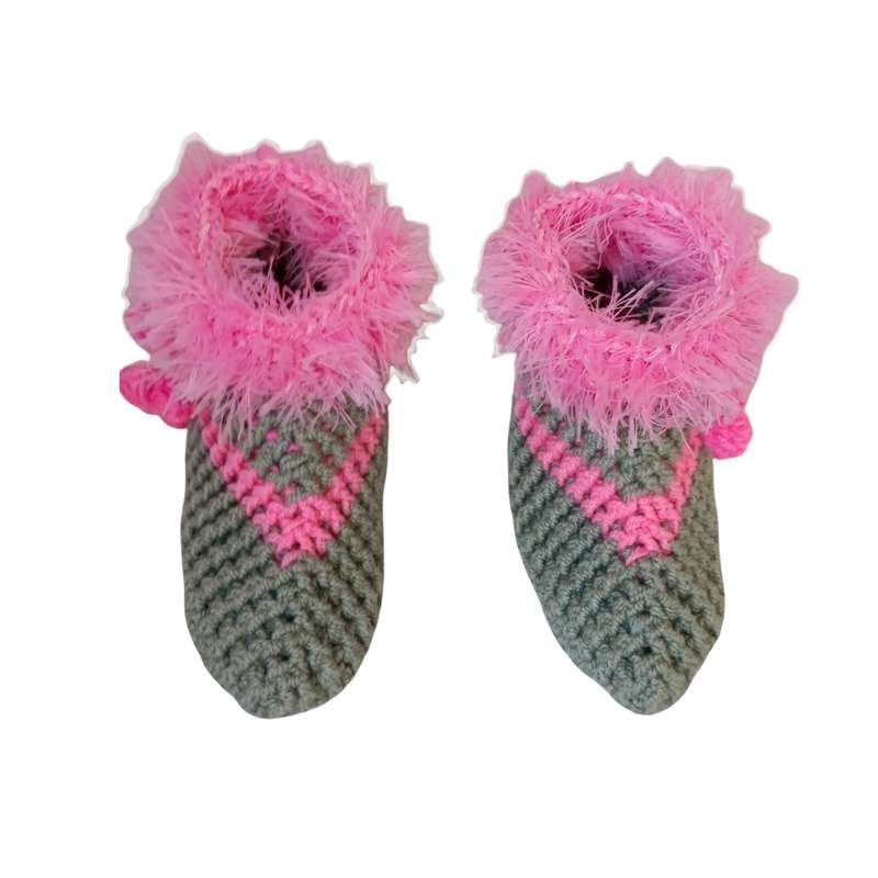 پاپوش دخترانه مدل نیم بوت بافتنی کد 50505