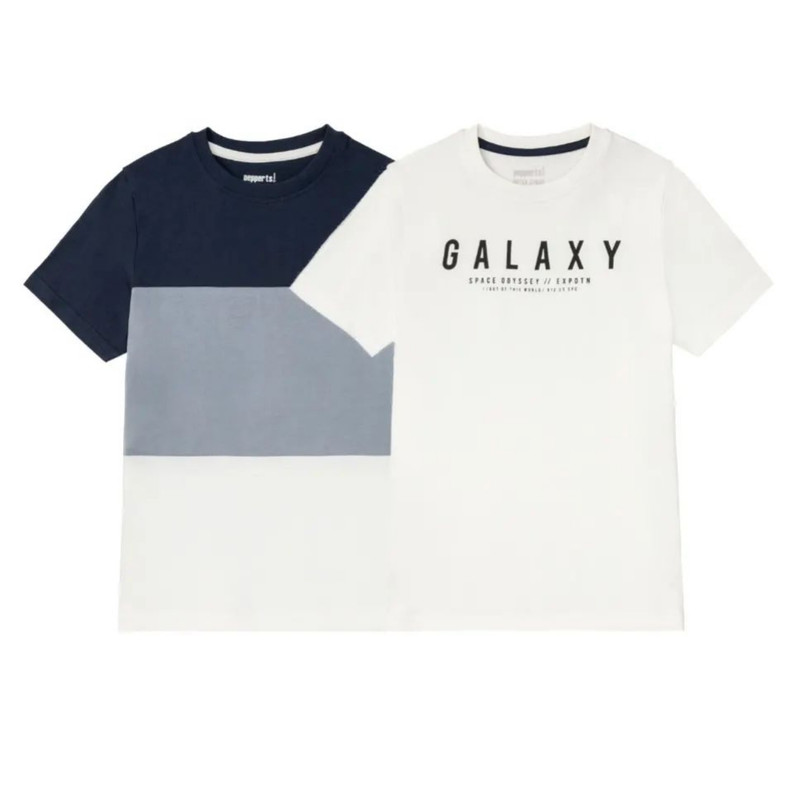 تی شرت آستین کوتاه پسرانه پیپرتس مدل GALAXY مجموعه دو عددی