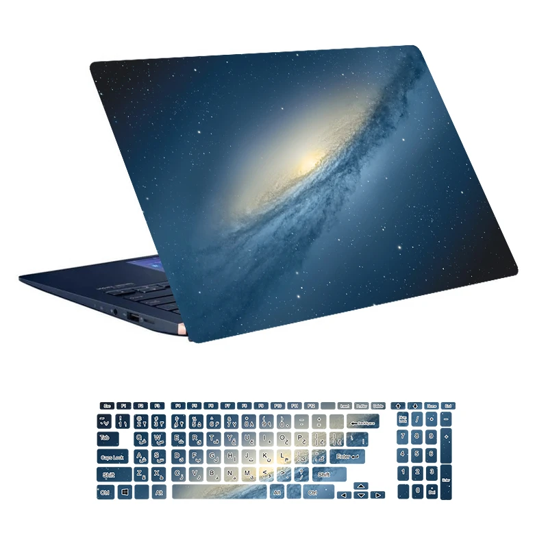 استیکر لپ تاپ توییجین و موییجین طرح Space کد 130 مناسب برای لپ تاپ 15.6 اینچ به همراه برچسب حروف فارسی کیبورد 