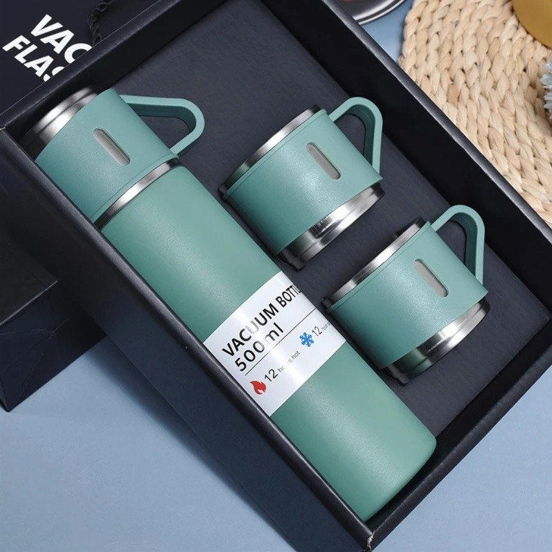 فلاسک مدل hot-cold گنجایش 0.5 لیتر مجموعه 3 عددی به همراه لیوان