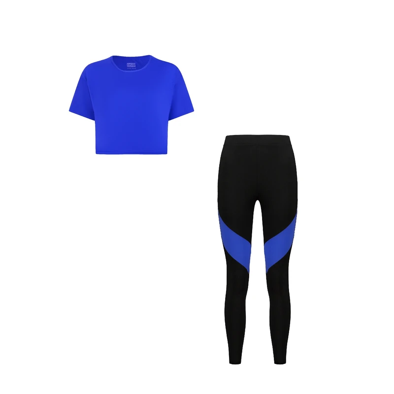 ست کراپ تی شرت و لگ ورزشی زنانه مدل 1401-56