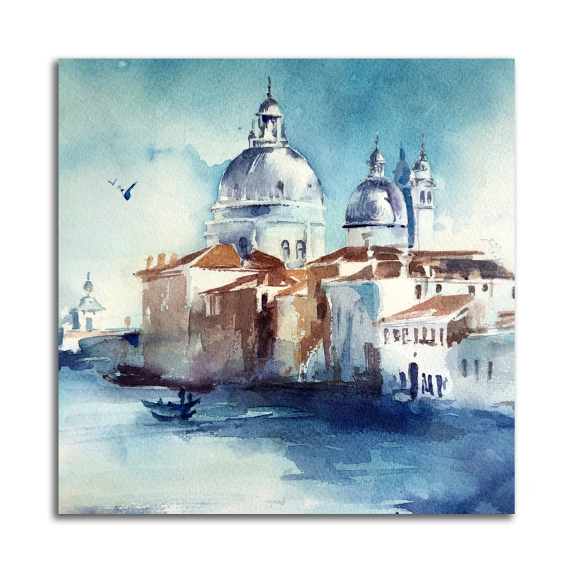 تابلو شاسی مدل نقاشی آبرنگ منظره شهری کد A62