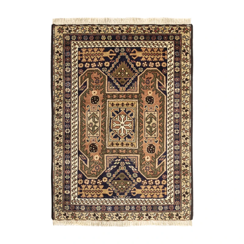فرش دستبافت 0.77 متری طرح اردبیل کد 49P475P526 زمینه لاکی مجموعه دو عددی