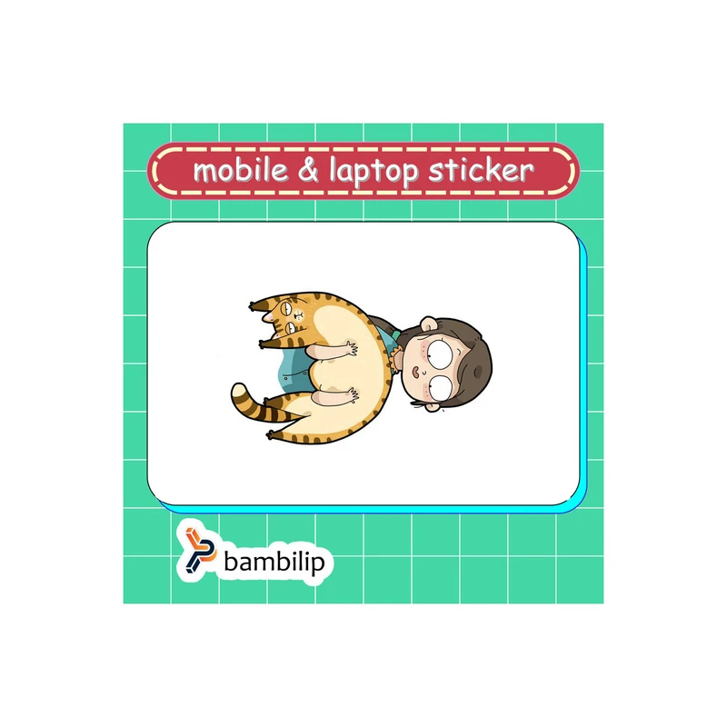 استیکر بامبیلیپ مدل کارت عابر طرح دختر و گربه آویزان کد 0949852