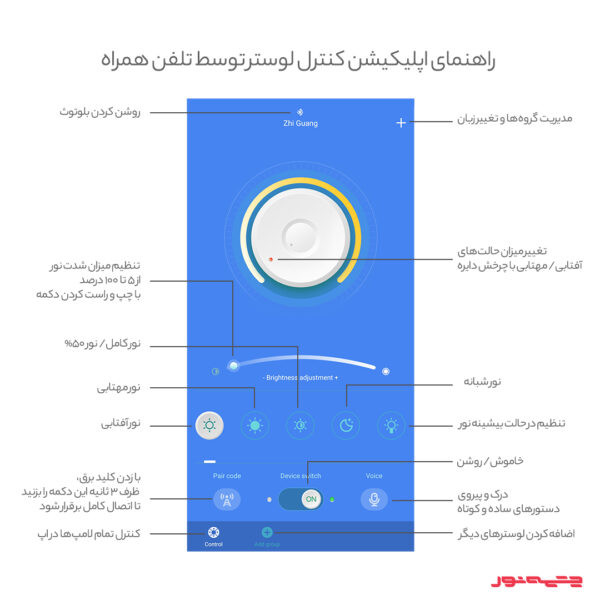چراغ آویز چشمه نور کد A6363-6-A