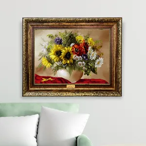 تابلو فرش ماشینی نقش نگار رضوی طرح گل کد 2520KH