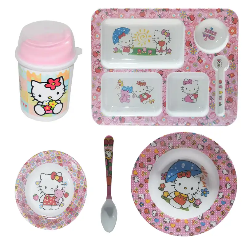 سرویس غذا خوری 5 پارچه کودک طرح کیتی کد Rbay11