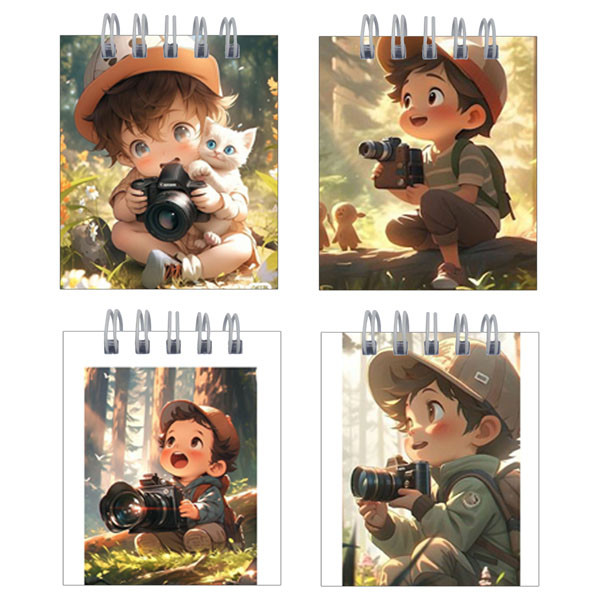 دفترچه یادداشت 50 برگ طرح پسر عکاس کد hc37 مجموعه 4 عددی