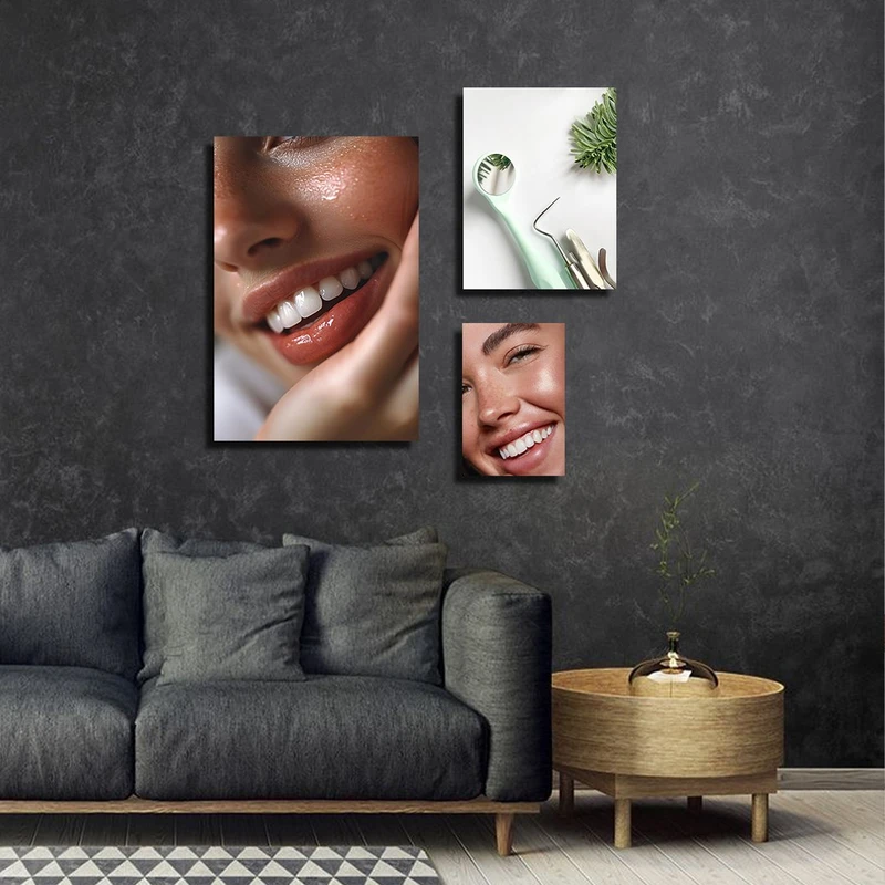 تابلو شاسی بکلیت طرح لبخند و دندانپزشکی مدل SH-3900 مجموعه 3 عددی