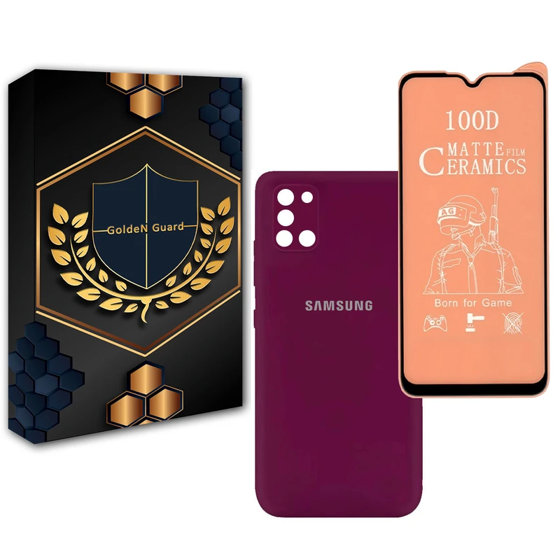 کاور گلدن گارد مدل سیلیکونی مناسب برای گوشی موبایل سامسونگ Galaxy A31 به همراه محافظ صفحه نمایش سرامیک مات
